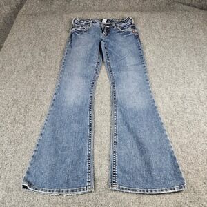 Silver Jeans Co Flare Leg Denim Jeans Blue Mid Wash Low Rise Y2K Size 28/31